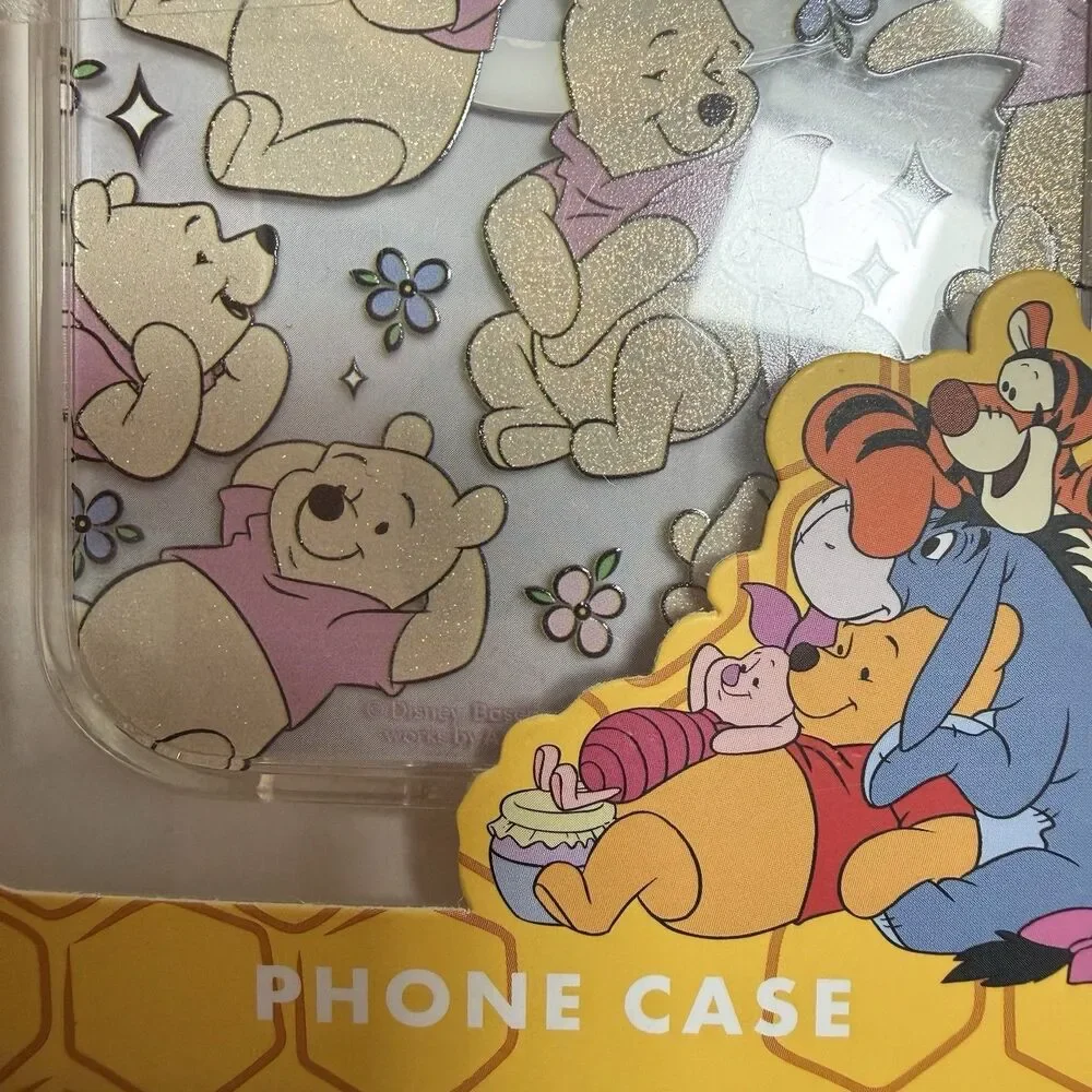 Disney Winnie The Pooh iPhone 13 / 14 / 15 Glitter Phone Case Honeypots Flowers